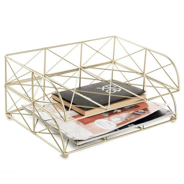 Geometric Light Gold File Document Letter Tray – MyGift