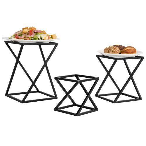 Geometric Matte Black Metal Pizza Display Riser Stands, Set of 3 - MyGift