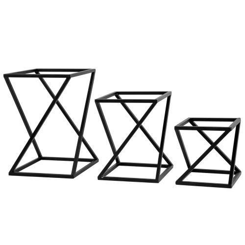 Geometric Matte Black Metal Pizza Display Riser Stands, Set of 3 - MyGift