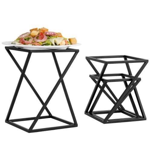 Geometric Matte Black Metal Pizza Display Riser Stands, Set of 3 - MyGift