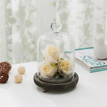 Glass Dome with Heart Handle & Gray Wooden Base – MyGift