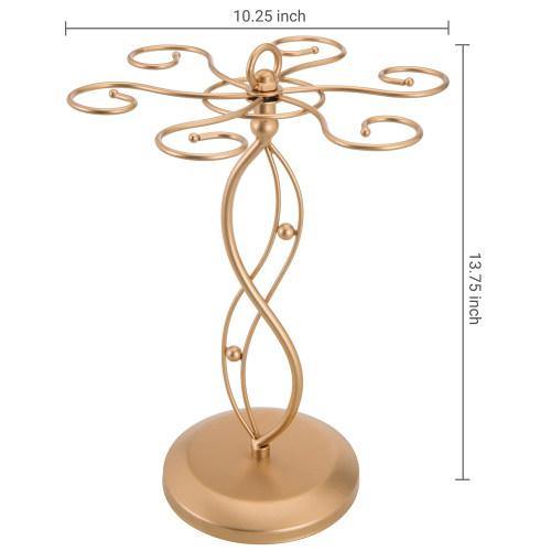 Gold Tone Metal Tabletop Wine Glass Storage Rack, Scroll-work Design - MyGift