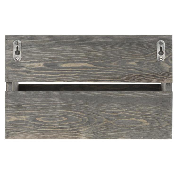 Rustic Gray Wood Wall Mounted Mail Organizer with 4 Key Hooks - MyGift Enterprise LLC