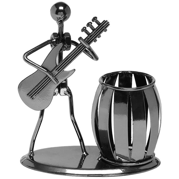 Decorative Gun Metal Gray Guitar Rocker Design Office Supply Desktop Stand - MyGift Enterprise LLC