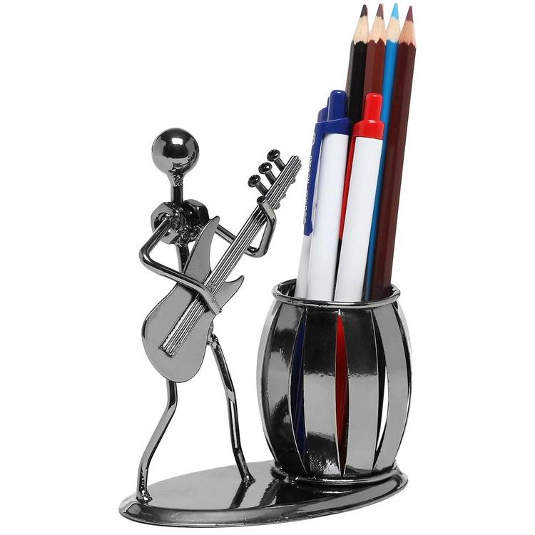 Decorative Gun Metal Gray Guitar Rocker Design Office Supply Desktop Stand - MyGift Enterprise LLC