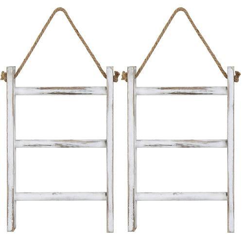 Hanging Whitewashed Wood Hand Towel Ladder, Set of 2 – MyGift