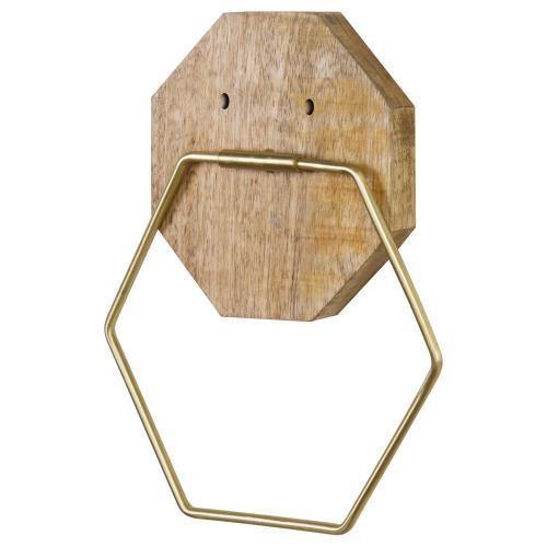 MyGift Modern Wall Mounted Hexagon Metal Bathroom Hand Towel Ring