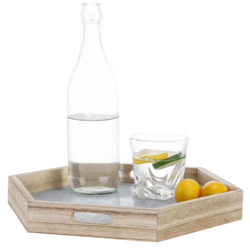 Hexagonal Galvanized Metal and Vintage Wood Serving Tray – MyGift