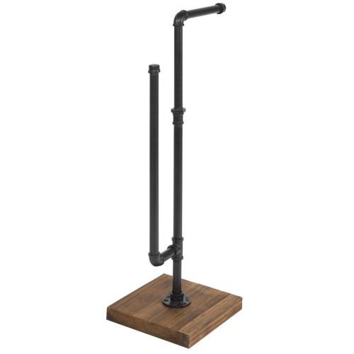 Industrial Metal Pipe & Burnt Wood Toilet Paper Holder with Storage