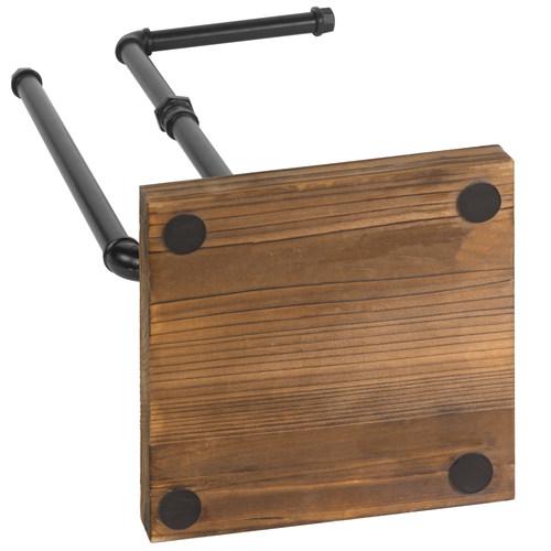 Industrial Metal Pipe & Burnt Wood Toilet Paper Holder with Storage