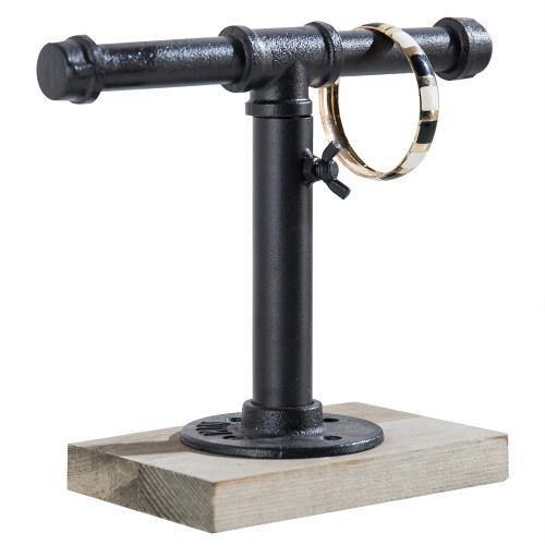 Industrial Pipe Jewelry Stand with Gray Wood Base - MyGift