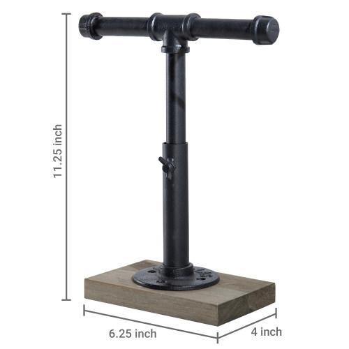 Industrial Pipe Jewelry Stand with Gray Wood Base - MyGift