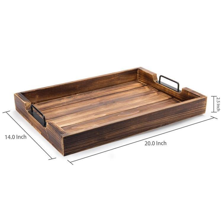 Industrial Wood Serving Tray with Metal Handles - MyGift