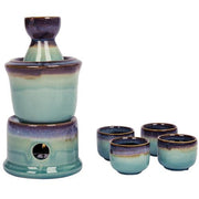 Japanese Style Ceramic Sake Serving Gift Set with Warmer, 7 Pcs, Purple - MyGift Enterprise LLC