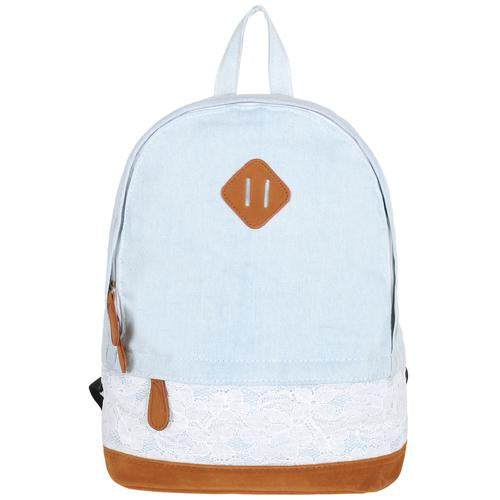 White shop denim backpack