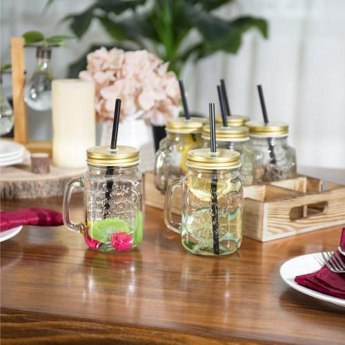 Mason Jar Mugs with Handles & Lids Straws Glasses Drinking Jars Coffee  Cups Gift