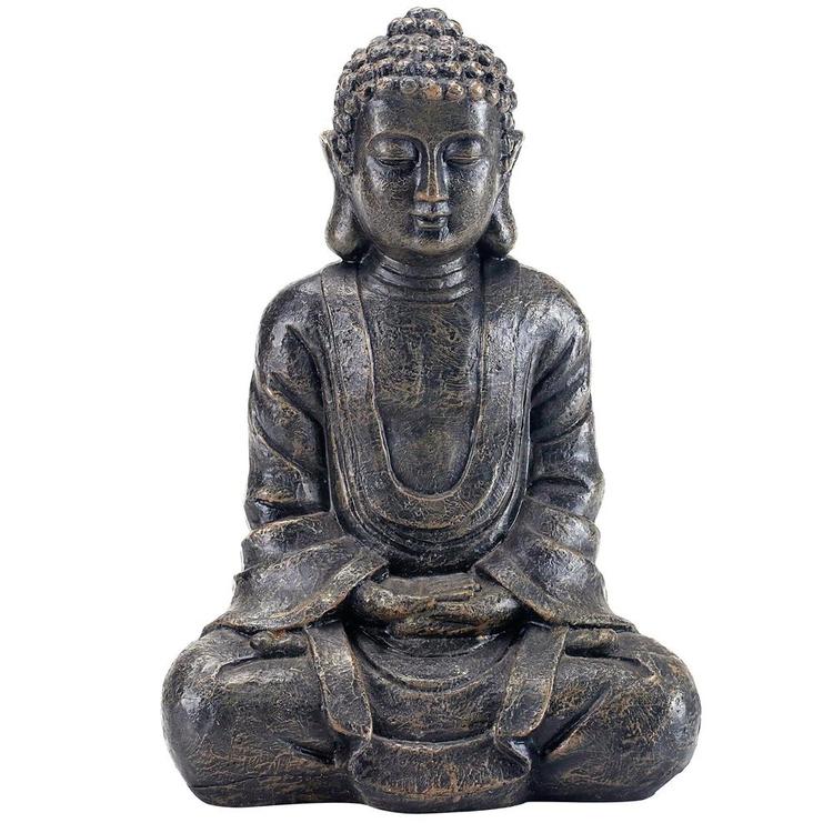 12 Inch Meditating Seated Buddha Statue Figurine with Rustic Gray Finish - MyGift Enterprise LLC