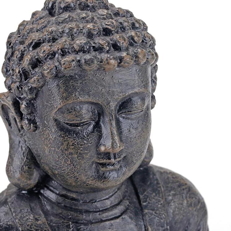 12 Inch Meditating Seated Buddha Statue Figurine with Rustic Gray Finish - MyGift Enterprise LLC