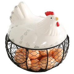 Hissen Egg Basket for Gathering Fresh Eggs Chicken Egg Holder Hen Wire  Basket with Ceramic Chicken Top Cute Chicken Decor for Kitchen Counter (B)  price in Egypt,  Egypt