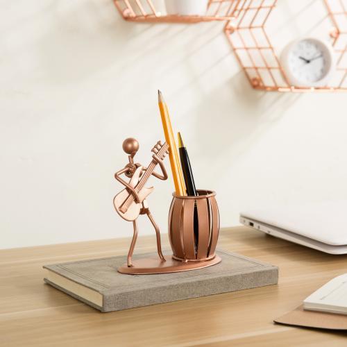 Metal Guitar Rocker Copper Pen/Pencil Holder