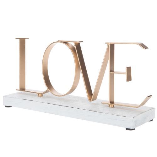 Metal Letters Sign "Love" with Whitewashed Wood Base