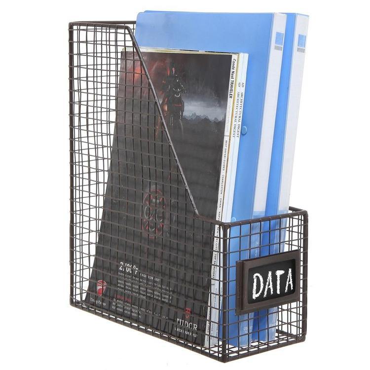 Metal Mesh Magazine Holder with Chalkboard Labels, Set of 2 - MyGift