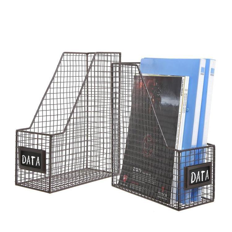 Metal Mesh Magazine Holder with Chalkboard Labels, Set of 2 - MyGift