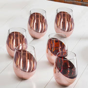 Modern Copper Stemless Wine Glasses, Set of 6