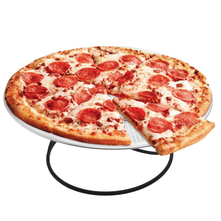 Modern Metal Pizza Tray Serving Platter Stand, Black, Set of 2 - MyGift Enterprise LLC