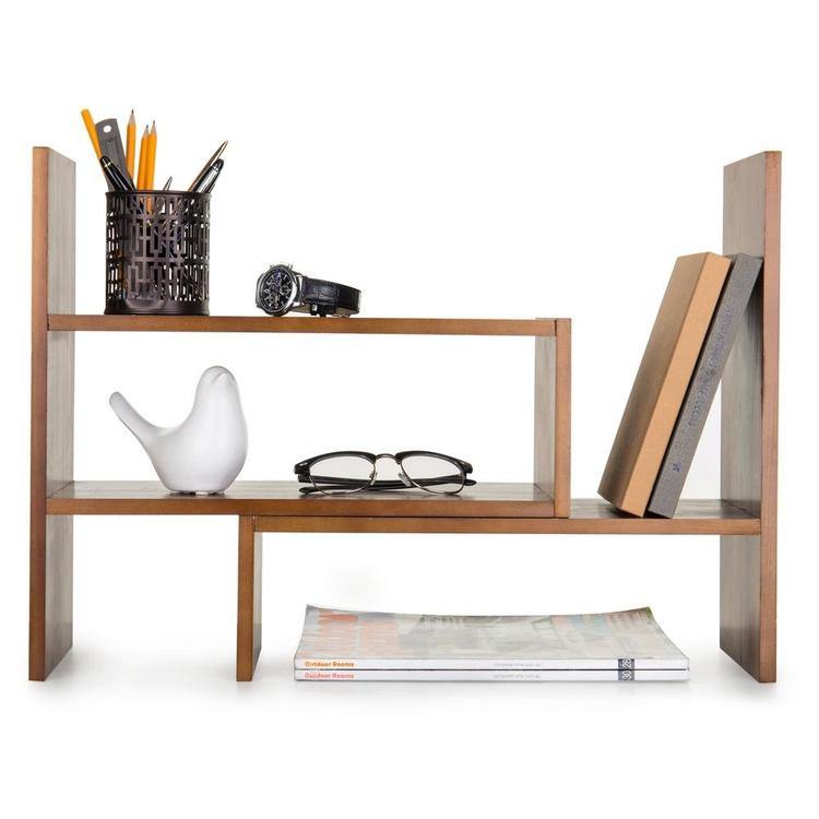 Modern Modular Natural Wood Desktop Organizer Rack - MyGift