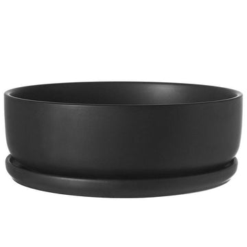 Modern Round Black Ceramic Succulent Planter with Saucer – MyGift