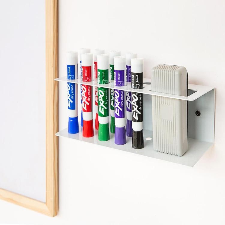 Whitewashed Wood Dry Erase Marker Organizer, Wall Mounted Whiteboard A –  MyGift