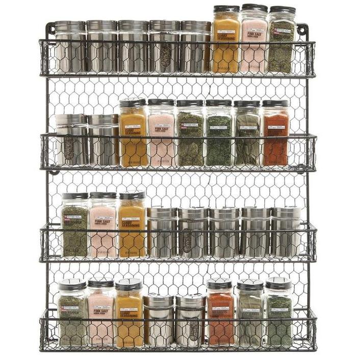 4 Tier Hanging Spice Racks for Wall Mount/Cabinet Pantry Door,Farmhous –  KeFanta