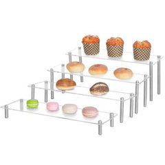 Kigley 6 Sets Acrylic Risers for Display Clear Acrylic Riser Display Stands  Rectangular Acrylic Multifunction Display Shelf for Table Food Cake