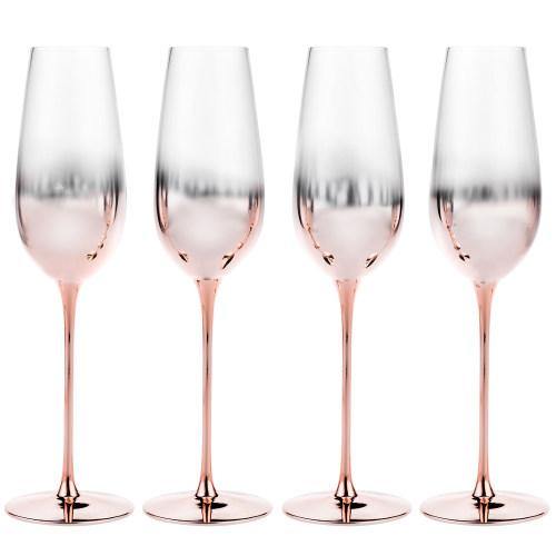 Rose Gold Champagne Flute Glasses, Set of 4 - MyGift