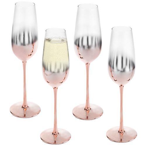 Rose Gold Champagne Flute Glasses, Set of 4 - MyGift