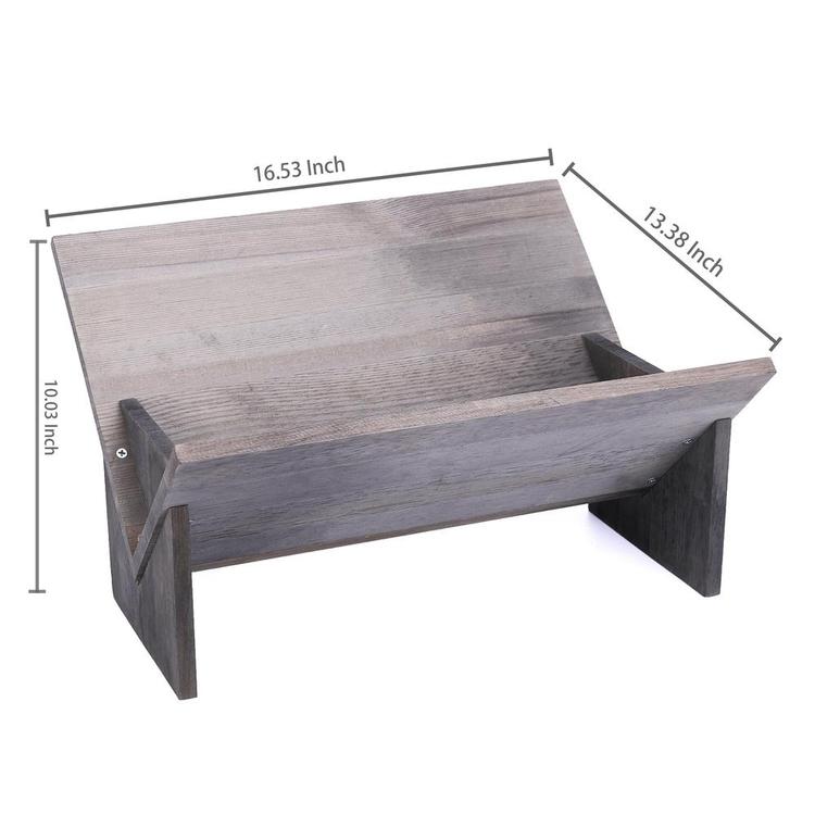 Rustic Barnwood Gray Tilted Desktop Bookshelf - MyGift Enterprise LLC