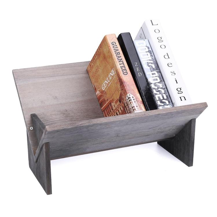 Rustic Barnwood Gray Tilted Desktop Bookshelf - MyGift Enterprise LLC