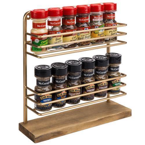 Burnt Wood and Black Metal Wire Bar Stove Top Spice Rack, Space Saving –  MyGift