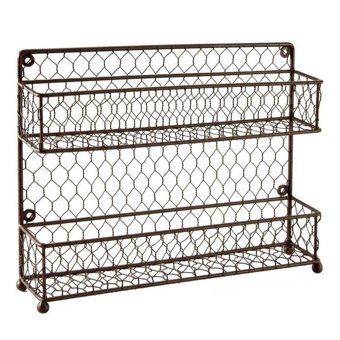 Rustic Brown Dual Tier Wire Spice Rack Jars Storage Organizer – MyGift