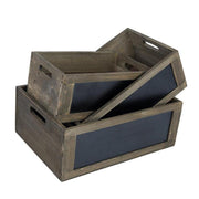 Brown Wood Nesting Storage Crates with Chalkboard Panel - MyGift