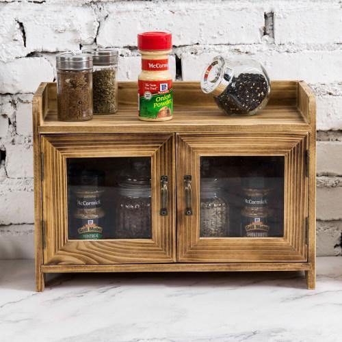 Rustic Dark Brown Wood Kitchen & Bathroom Countertop Cabinet - MyGift