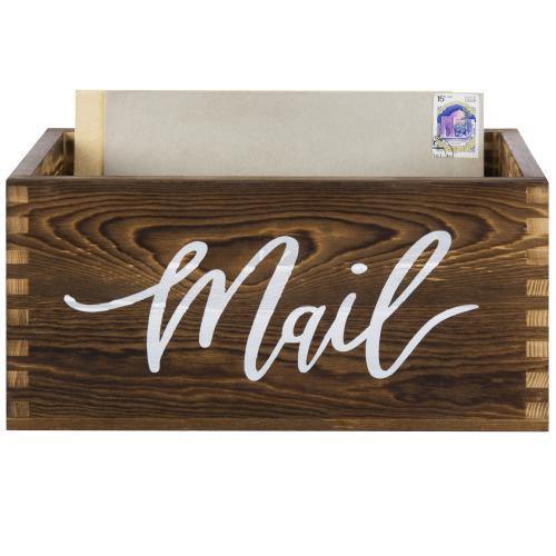 Rustic Dark Brown Wood Tabletop Mail Box - MyGift