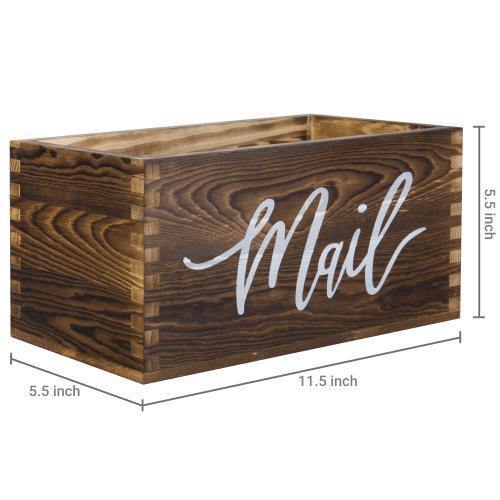 Rustic Dark Brown Wood Tabletop Mail Box - MyGift