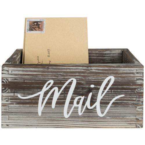 Rustic Torched Wood Tabletop Mail Box - MyGift