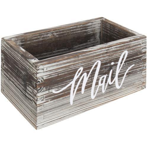 Rustic Torched Wood Tabletop Mail Box - MyGift