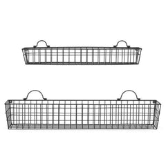 Wall Mounted Geometric Black Metal Wire Mail Storage Baskets with Wood –  MyGift