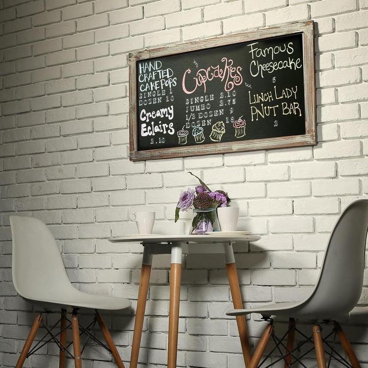 Rustic Wall-Mounted Torched Wood Chalkboard - MyGift