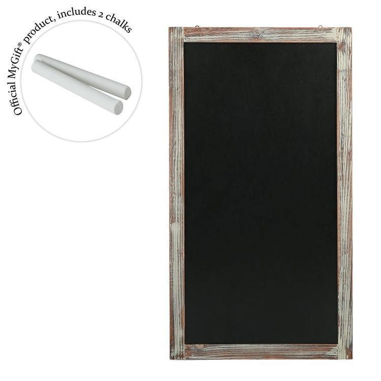 Rustic Wall-Mounted Torched Wood Chalkboard - MyGift