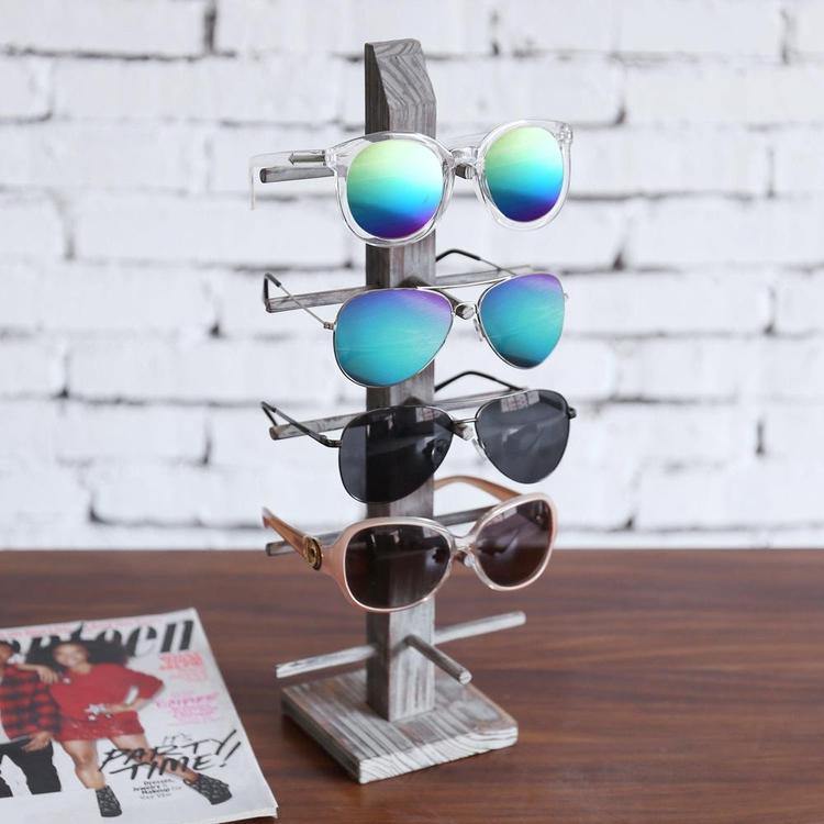 Rustic Torched Wood Tabletop Sunglass Display Stand - MyGift